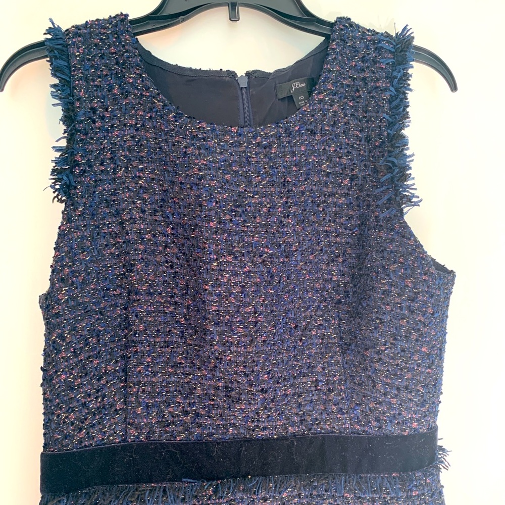 Jcrew navy sparkle tweed dress NWOT